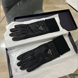Prada Womens Nylon Leather Gloves